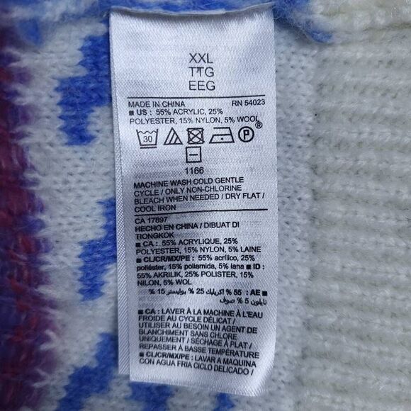 Old Navy Womens Fair Isle Wool Sweater Plus Size XXL Multicolor Snowflake Cozy - Picture 4 of 6